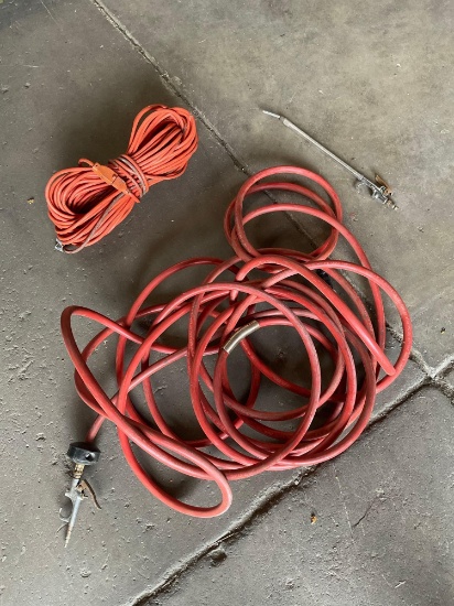 Heavy Duty Air hose with attachment, electrical cord & air nozzle