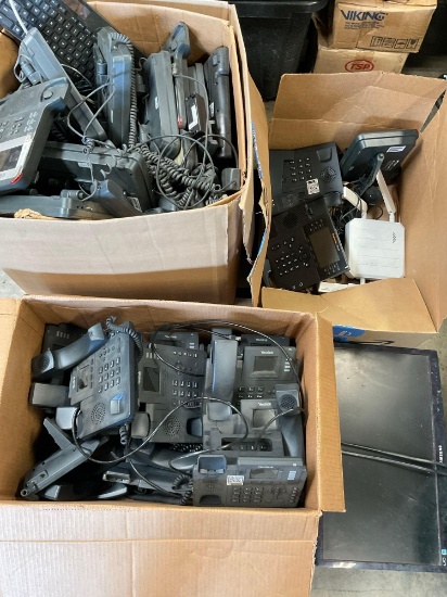 Assorted, untested, phone systems Yealink, RingCentral, Ipitomy, etc , monitor, keyboard