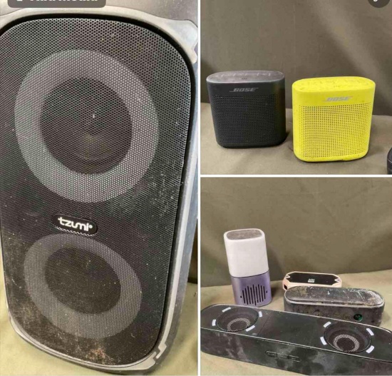 Untested no cords assorted speakers. Boss, Tzumi, etc 7 pieces