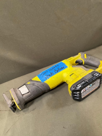 Ryobi P519 reciprocating saw, turned on needs battery