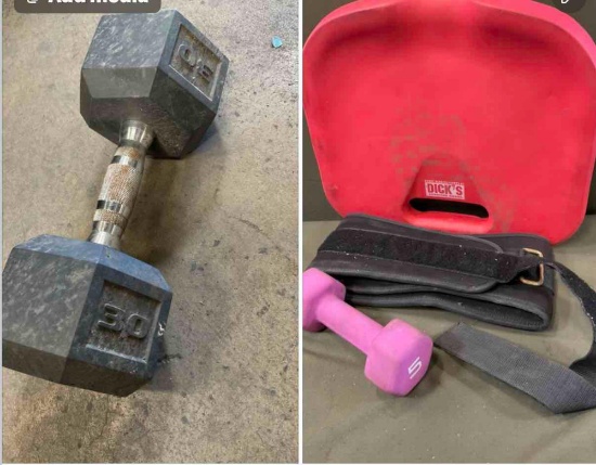 30lb & 5 lb hand weights, seat, belt
