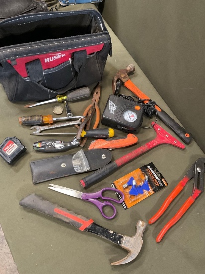 Husky tool box & assorted tool. 22 pieces