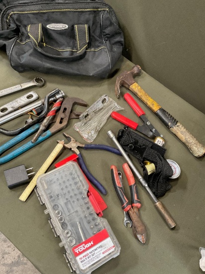 Voyager tool bag and assorted tools. 15 pieces