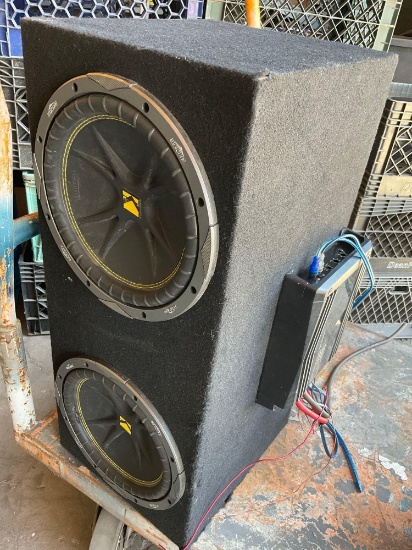 12" dual Kicker subwoofer with Kenwood KAC-5001PS amplifier. Box 12" x 28" 13"