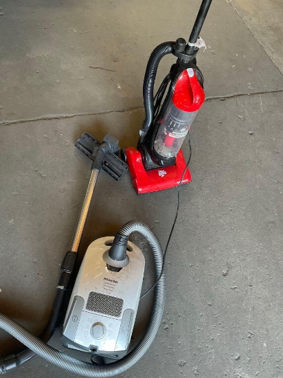 Dirt Devil Express & Miele Compact C1 vacuums, both turned on, untested
