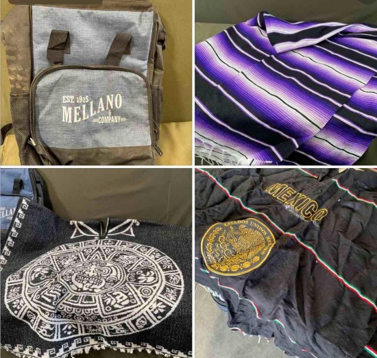 Insulated bag, Aztec calendar and Mexico poncho & serape blanket