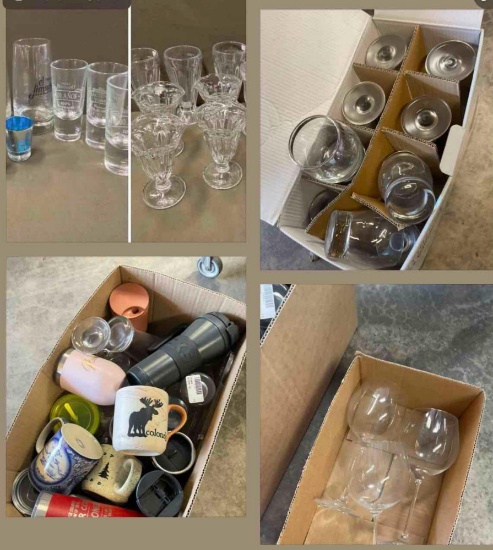 Assorted cups, mugs, wine glasses, etc.35 pieces
