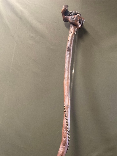 43" walking stick with a uniquely shaped root top handle