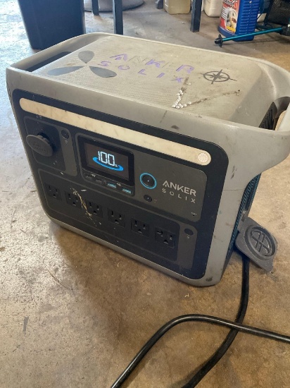 Anker Solix portable power station 1056Wh, turned on with cord