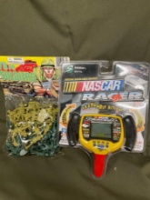 70 pc soldier bag & Nascar Racer game
