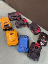 Untested. Assorted batteries. Dewalt , Kobalt, Bauer, Makita, etc. 8 pieces
