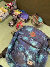 Backpack zippers work and assorted items. 6 items