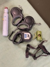 Harness, retractable leashes, Pedi paws works, harness or small pet, baggy container . 6 pieces