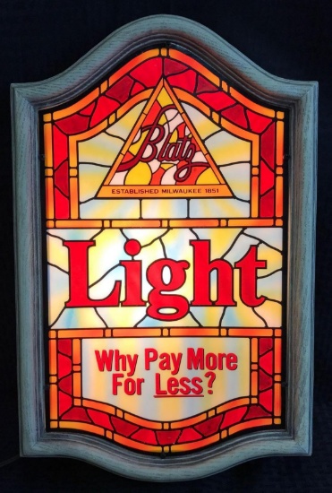 Blatz Light Beer Sign Stained Glass Look