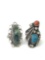 Two sterling w/ Turquoise-Coral-Abalone rings