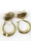 14K yellow gold earring lot - feather motif and hoops