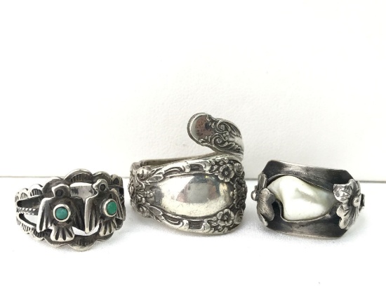 Lot of 3 sterling silver rings