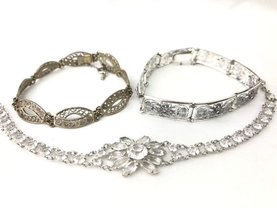 Three silver bracelets - Sterling and Coin
