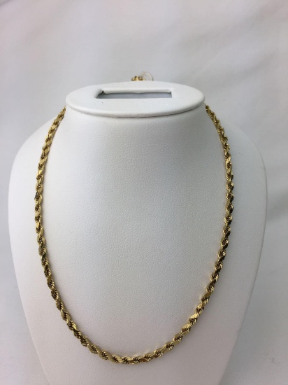 10K yellow gold rope chain 18" necklace