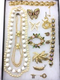 Large Lot of Trifari, ART, Monet, Tara, Jomaz, and unsigned costume jewelry