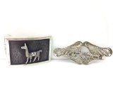 Sterling silver llama brooch and belt buckle