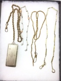 4 Antique watch chains and one fob
