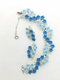 Blue flowers bracelet and earring set