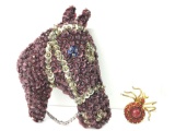 Beaded horse head and spider