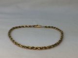 14K yellow gold rope chain bracelet
