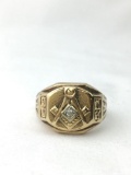 10K yellow gold w/ diamond Masonic ring