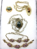 Kramer brooch, Whiting Davis pendant necklace and others