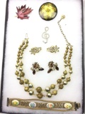 Collection of costume jewelry - shades of gold and brown