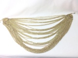 Draped collar chain necklace set - signed