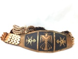 Copper stretch belt and hinged bangle bracelet - signed