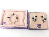 B. David earring and brooch set w/ original signed boxes