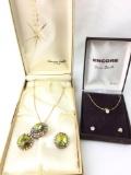 Lot of 2 vintage boxed necklace/earring sets