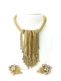 Signed Hattie Carnegie necklace and earrings set