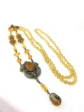Vintage Amber glass bead necklace
