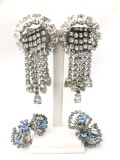 Lot of 2 pairs vintage Rhinestone clip-on earrings