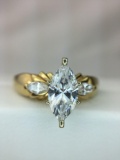 14K yellow gold marquise shape CZ ring