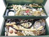 Jewelry box full of more than 3 pounds of costume jewelry