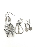 3 pairs of Sterling silver earrings