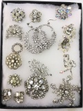 Vintage Rhinestone brooch and earrings lot