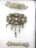 Lot of 3 vintage Art Deco brooches