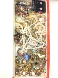 Unsorted costume jewelry lot: >1 pound