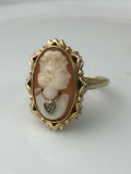 10K Yellow Gold Cameo w/diamond ring