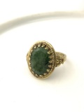 Sterling and green stone ring