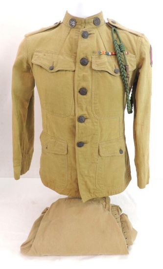 WW1 U.S. 3rd Army Signal Corps. Named Tunic with Braid, Medals, Pants, and Patches