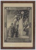 WW1 Mother Liberty and Army Soldier Framed Print