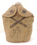 WW1 U.S. Army Canteen with 7th Anti Aircraft B Co. Insignia and Name